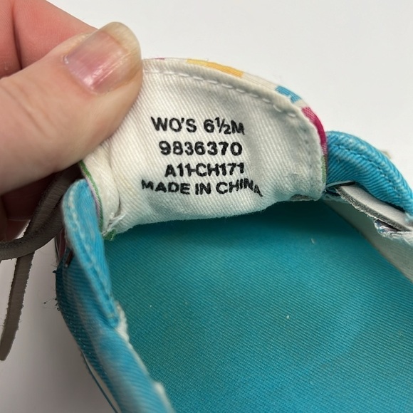 Sperry Women's TopSider Rainbow Plaid Water Turquoise Blue Canvas Boat shoe 6.5 - Picture 10 of 10